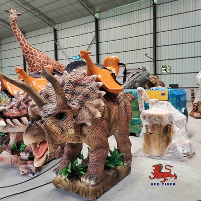 Indoor Animatronic Triceratops Mengendarai Dinosaurus Ukuran Disesuaikan