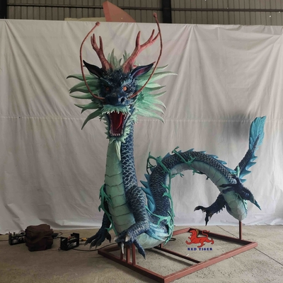 Beli Suara Hidup Hewan Animatronik Realistis Makhluk Mitos Cina Naga Hijau online manufacture