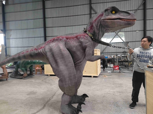 Ukuran Hidup Kostum Raptor Bergaris Merah Efek Asap