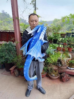 Simulasi Boneka Tangan Bayi Dinosaurus Animatronik Realistis Biru Dengan Sayap